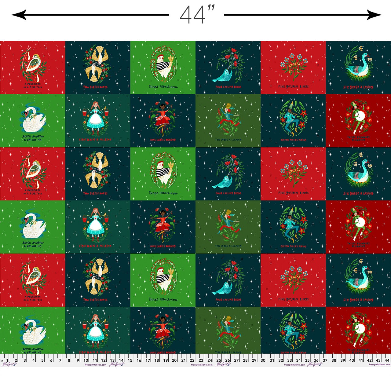 Christmas Days Yard Panel in Multi (pwcd132.xpanel) | 12 Days of Christmas | Cori Dantini | Free Spirit